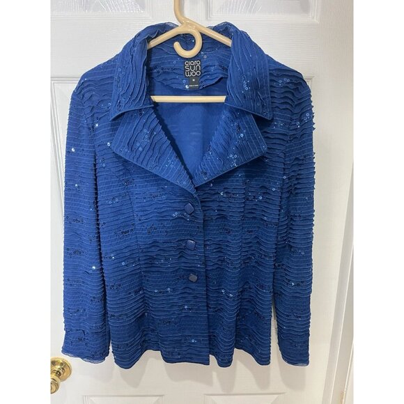 Ciara Sun Woo Top Size 1X Plus Size Blue Color Jacket Blouse With Buttons Womens - Picture 2 of 6